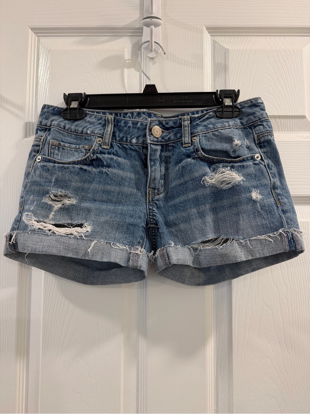 American Eagle Outfitters Light Blue Distressed Jean Shorts